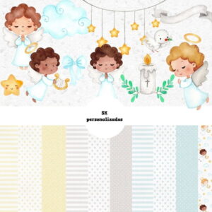 Kit Digital Batizado Aquarela #246#