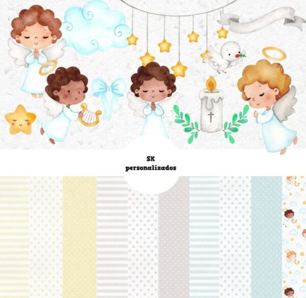 Kit Digital Batizado Aquarela #246#