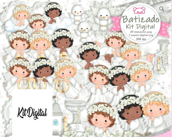 Kit Digital Batizado Branco 63