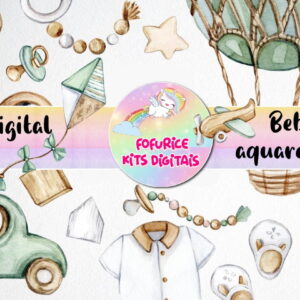kit digital bebê aquarelado