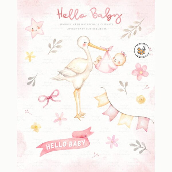 Kit Digital Bebê Menina Aquarela Premium - Hello Baby - Imagem 3