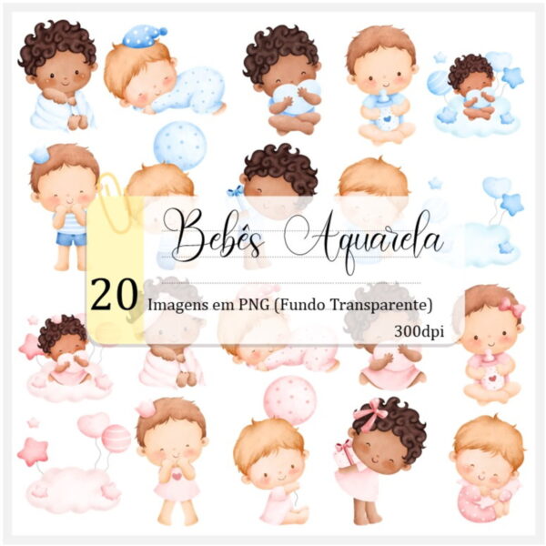 Kit Digital - Bebês Aquarela