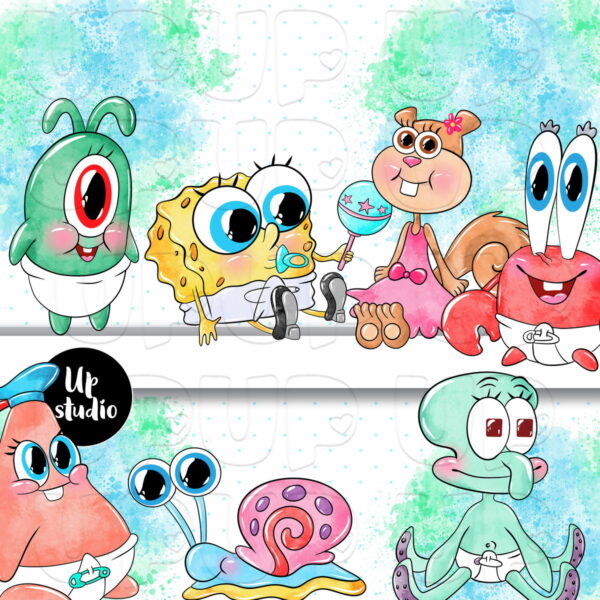 Kit Digital Bob Esponja Aquarela 03