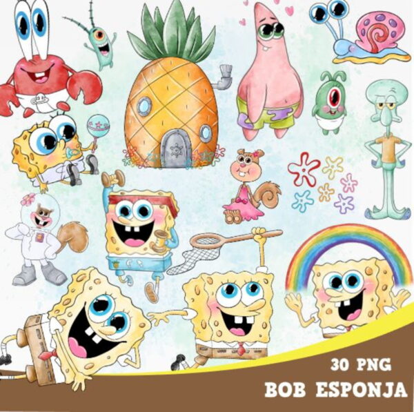 Kit Digital Bob Esponja Aquarela #1466#