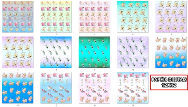 Kit Digital Bob Esponja Aquarela - Imagem 4