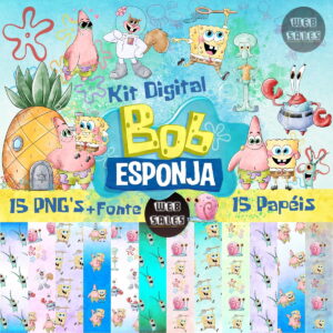 Kit Digital Bob Esponja - Aquarela