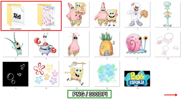Kit Digital Bob Esponja Aquarela - Imagem 3