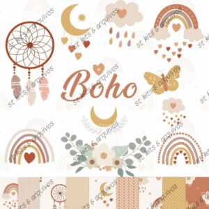 Kit Digital Boho em Aquarela