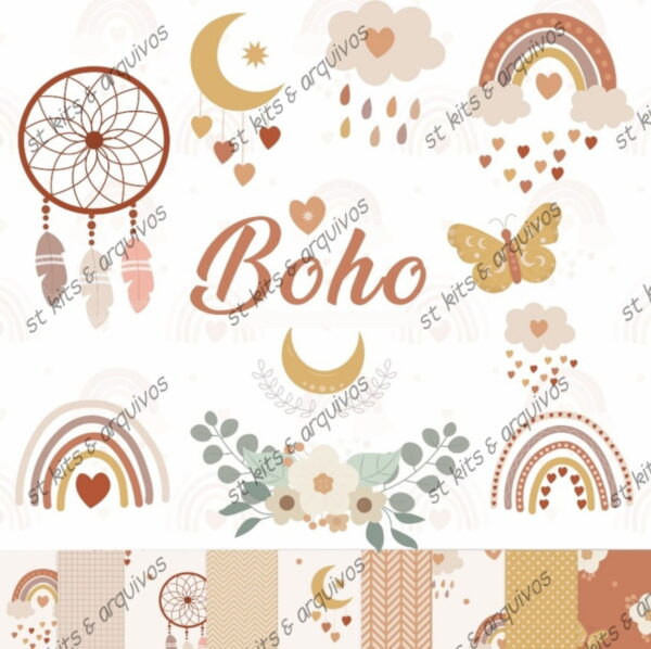 Kit Digital Boho em Aquarela