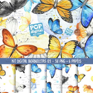 Kit Digital Borboletas 03 Aquarela
