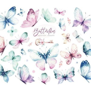 Kit Digital Borboletas Aquareladas #1001#