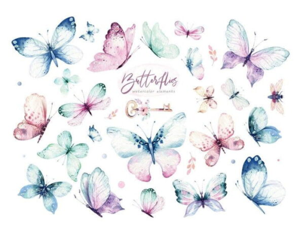 Kit Digital Borboletas Aquareladas #1001#