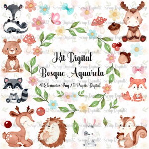 Kit Digital - Bosque Aquarela 2