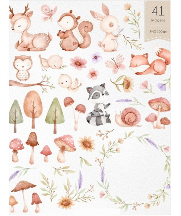 Kit Digital Bosque Encantado Aquarela - Image 2