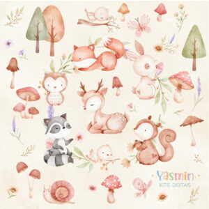 Kit Digital Bosque Encantado Aquarela- 114