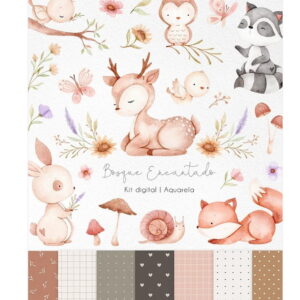 Kit Digital Bosque Encantado Aquarela