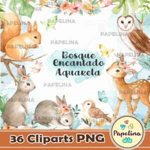 Kit Digital bosque encantado aquarela