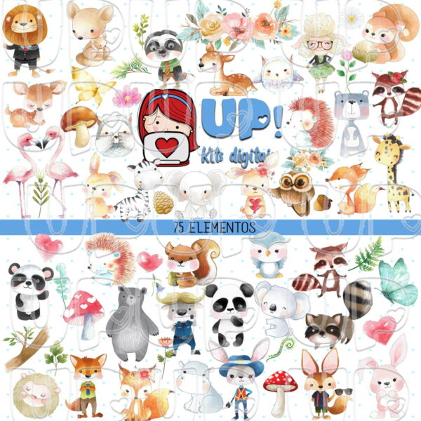 KIT DIGITAL BOSQUE ENCANTADO AQUARELADO