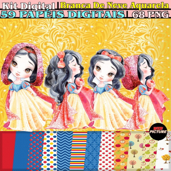 Kit Digital Branca De Neve Aquarela 02