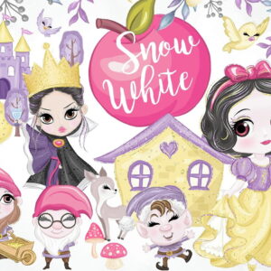 Kit Digital Branca de Neve Aquarela