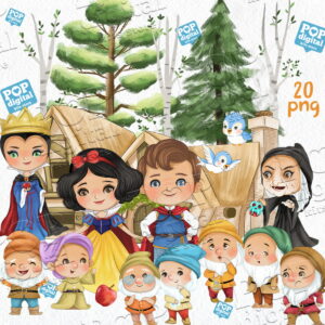 Kit Digital Branca de Neve Aquarela