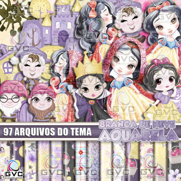 Kit Digital Branca De Neve Aquarela