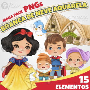 Kit Digital Branca de Neve Aquarela (pague 1 Leve 3)