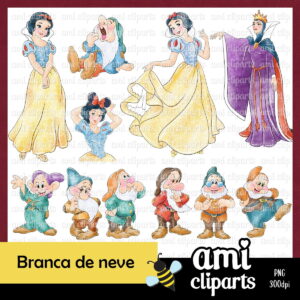 Kit Digital Branca De Neve Aquarela
