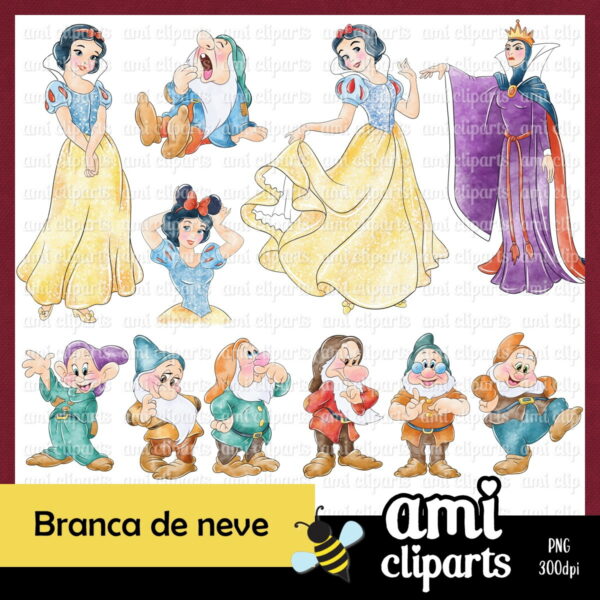 Kit Digital Branca De Neve Aquarela