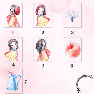 Kit Digital Branca de Neve Aquarela Png 008 Compre 1 Leve 2