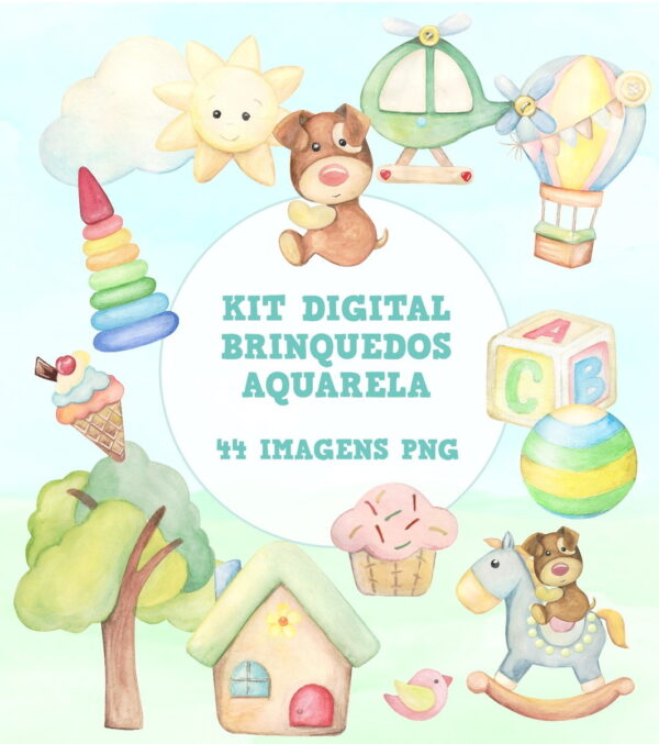 Kit Digital Brinquedos Aquarela #310#