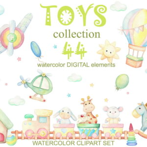 Kit digital Brinquedos aquarela