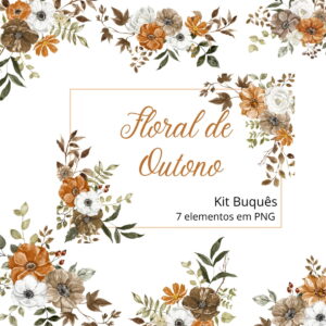 Kit Digital Buquês Flores de Outono