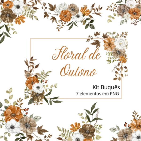 Kit Digital Buquês Flores de Outono