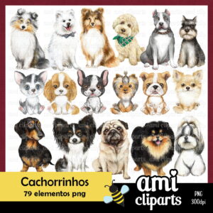 Kit Digital Cachorrinhos Aquarela