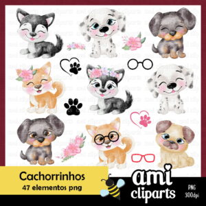 Kit Digital Cachorros Aquarela