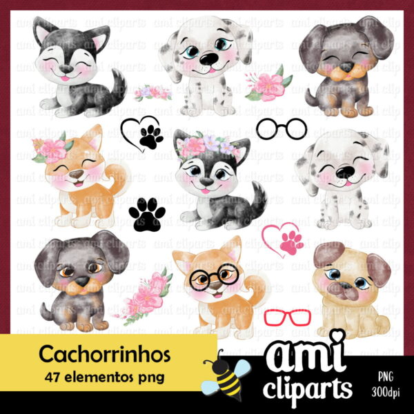 Kit Digital Cachorros Aquarela