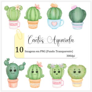 Kit Digital - Cactos Aquarela