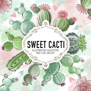 KIT DIGITAL CACTOS AQUARELA