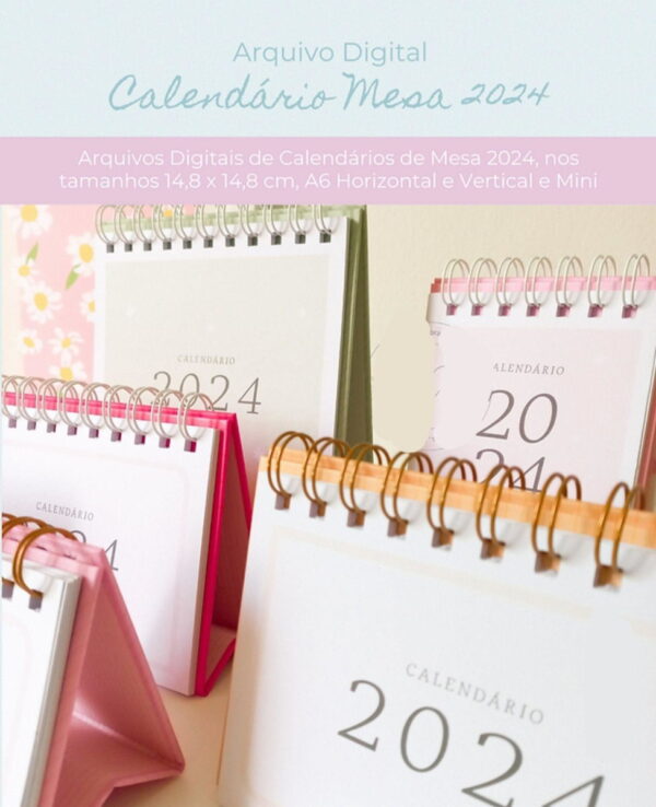 Kit Digital Calendário de Mesa 2024