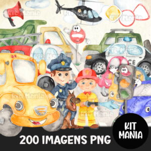 Kit Digital Carrinhos Aquarela