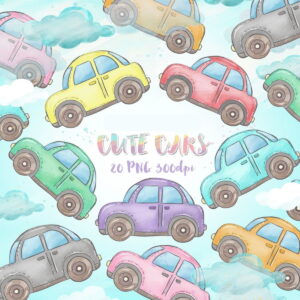 Kit Digital Carrinhos Aquarela