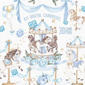 Kit Digital Carrossel 02 Aquarela