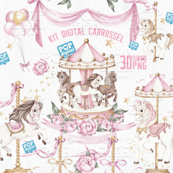 Kit Digital Carrossel Aquarela