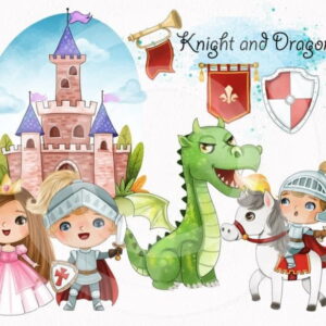 Kit Digital - Cavaleiro e o Dragão Aquarela (cod. 0037)
