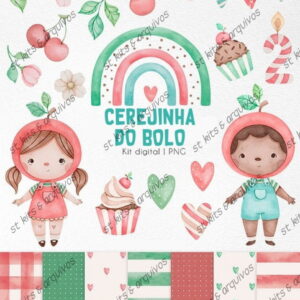 Kit Digital Cerejinha do Bolo Aquarela