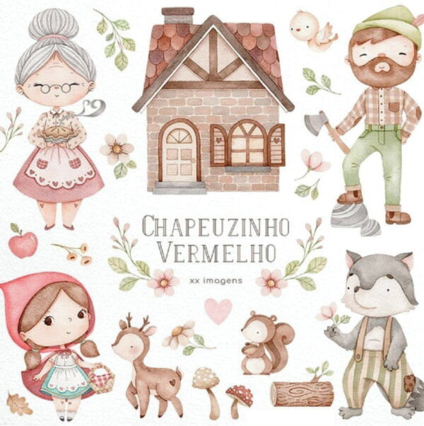 Kit Digital Chapeuzinho Vermelho Aquarela