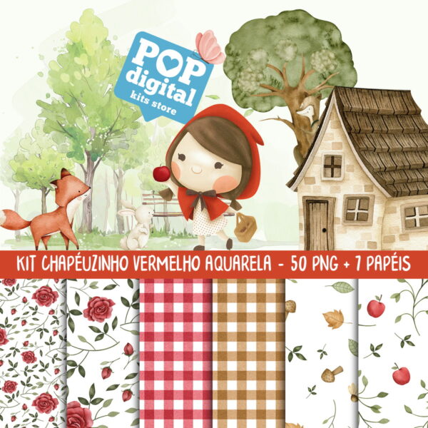 Kit Digital Chapéuzinho Vermelho Aquarela