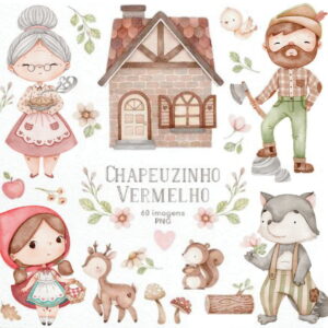 Kit Digital Chapeuzinho Vermelho Aquarela