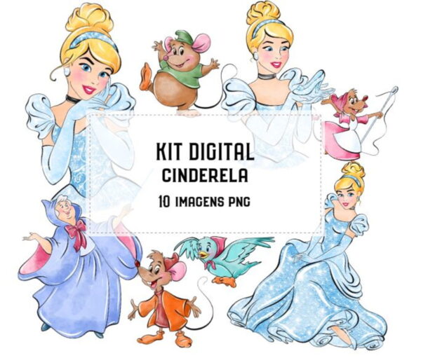 Kit Digital Cinderela Aquarelado #1787#